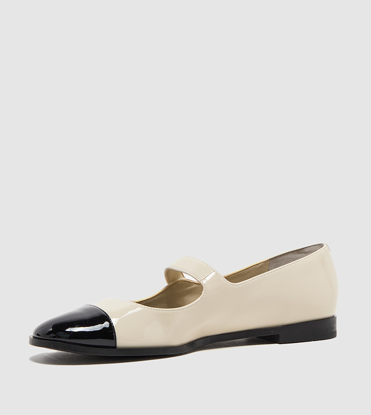 Patent Pearl Detail Buckle Cap Toe Mary Janes