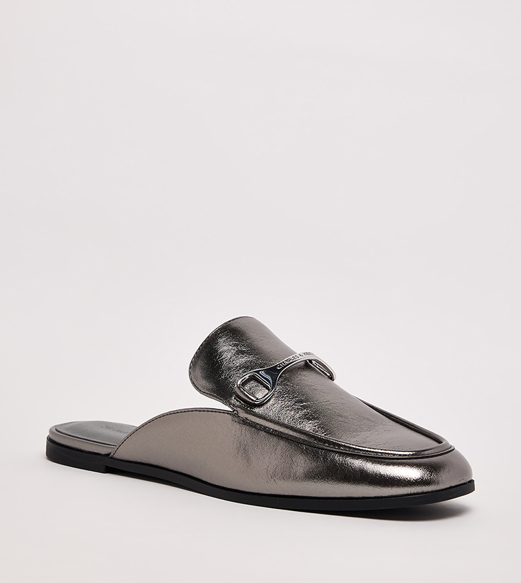 LESLIE Metallic Loafer Mules