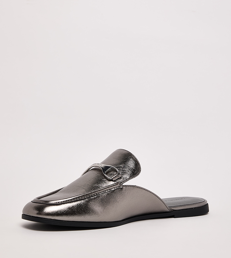 LESLIE Metallic Loafer Mules