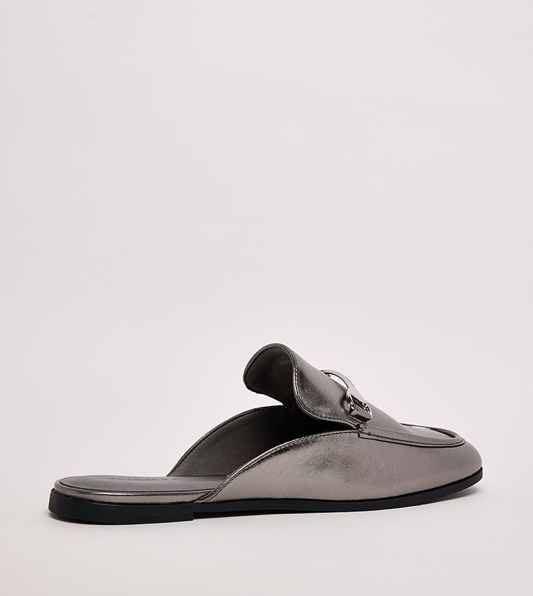 LESLIE Metallic Loafer Mules