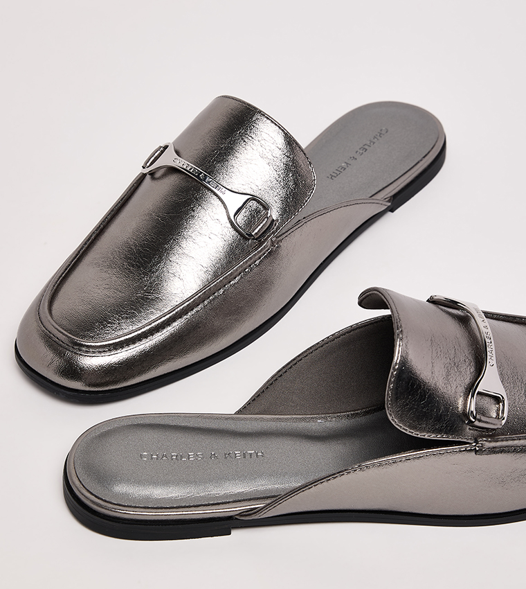 LESLIE Metallic Loafer Mules