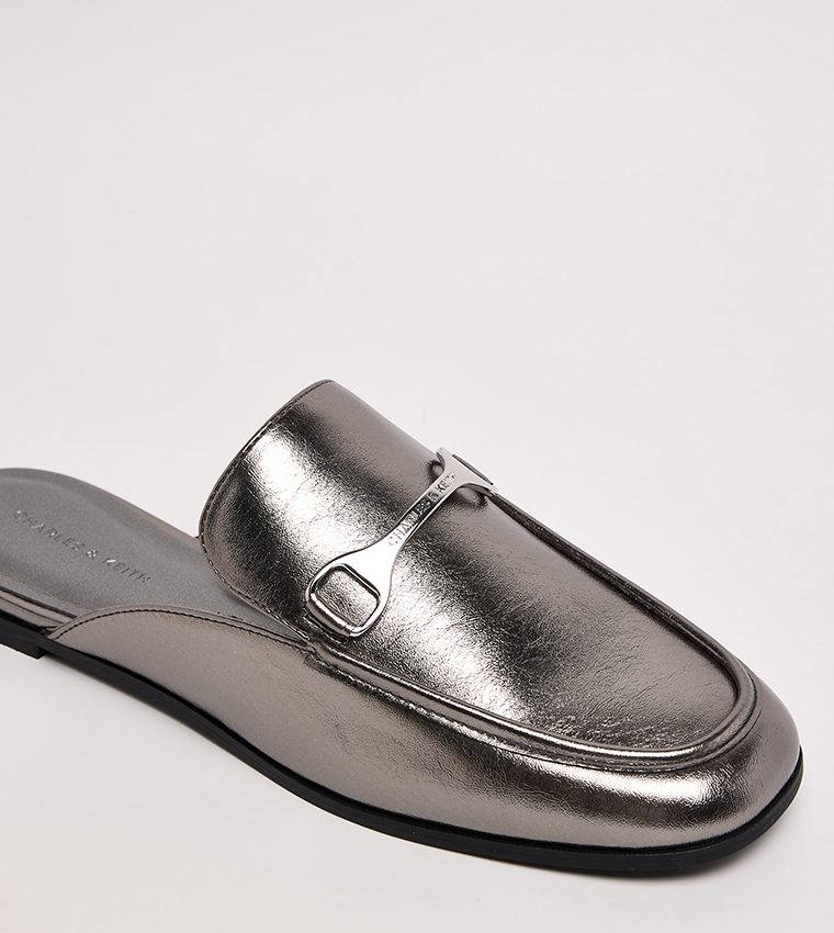 LESLIE Metallic Loafer Mules