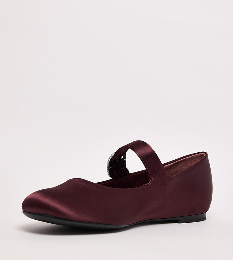 JANNIE Satin Crystal Buckle Mary Janes