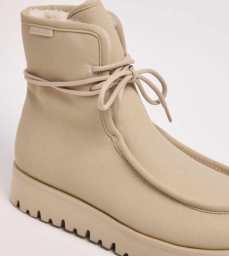 Textured Fur Lined Ankle Boots