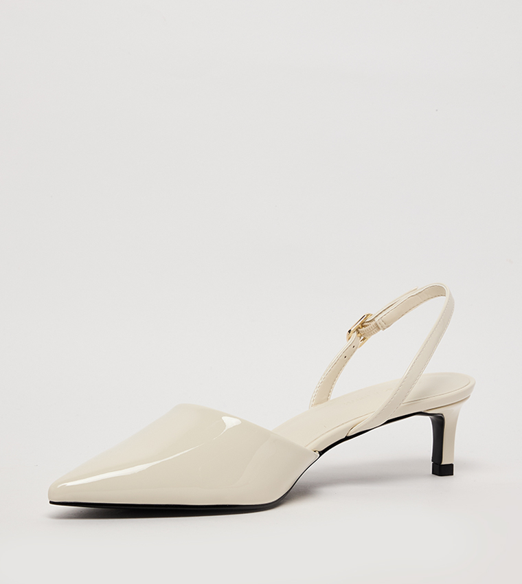 Textured Pointed Toe Slingback Pumps