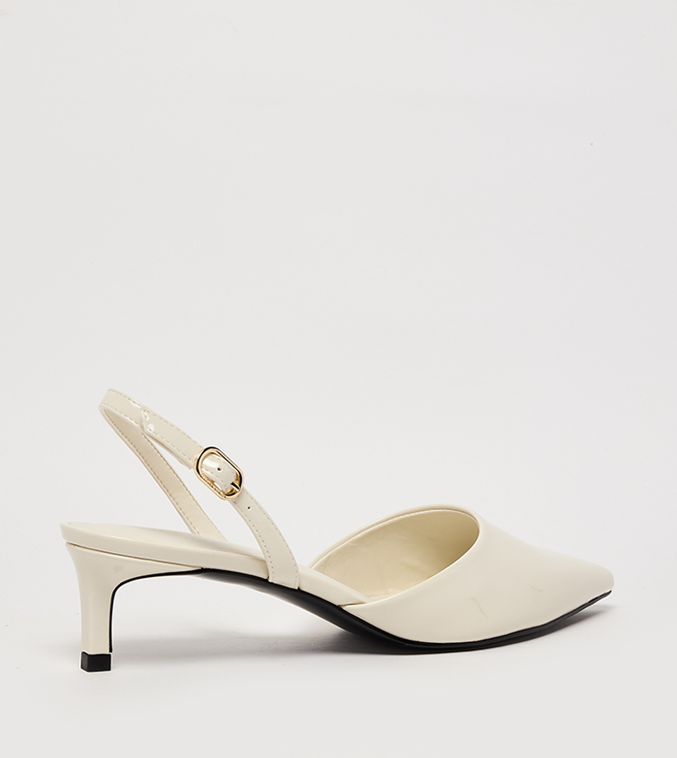 Textured Pointed Toe Slingback Pumps