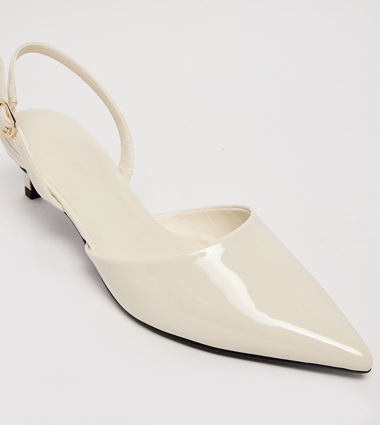 Textured Pointed Toe Slingback Pumps