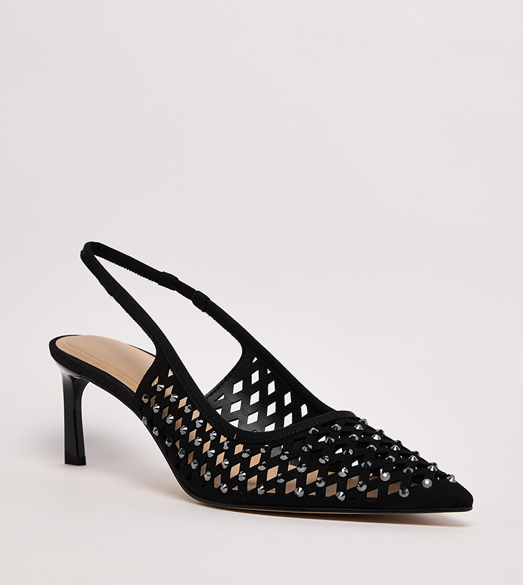 Studded Cut-Out Detail Slingback Pumps