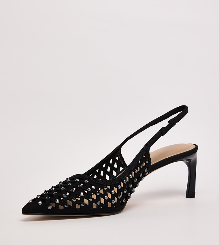 Studded Cut-Out Detail Slingback Pumps