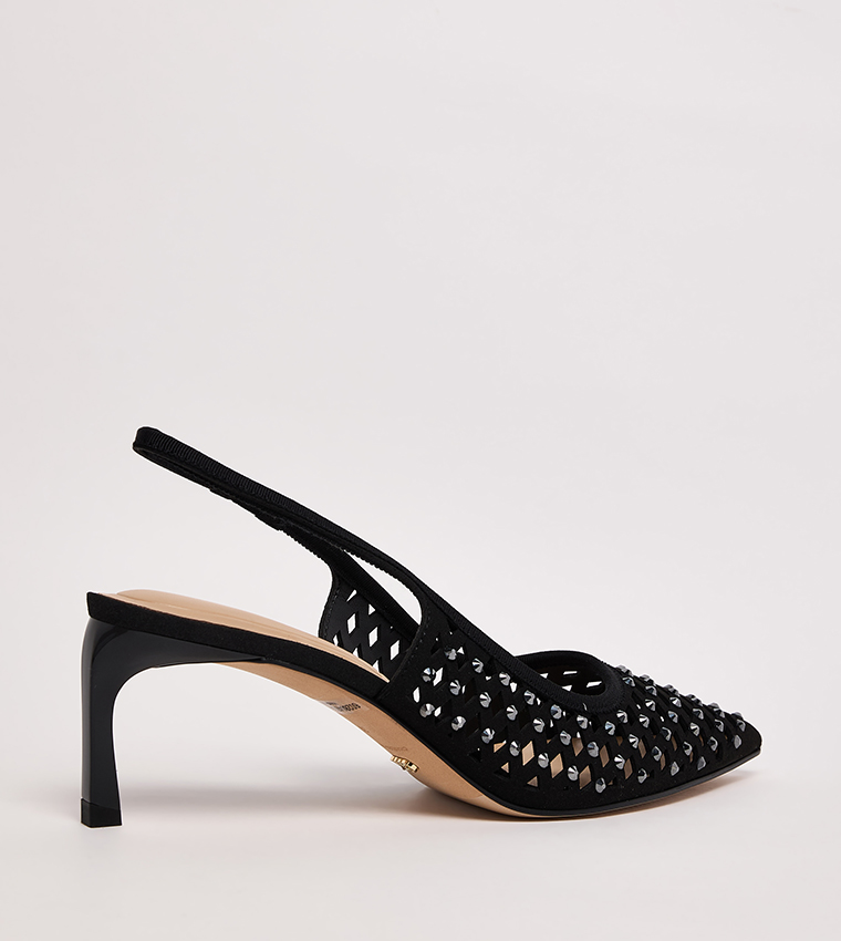 Studded Cut-Out Detail Slingback Pumps