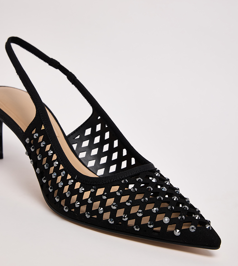 Studded Cut-Out Detail Slingback Pumps