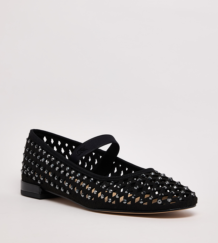 Studded Cut-Out Detail Ballerinas