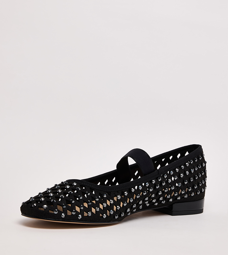 Studded Cut-Out Detail Ballerinas