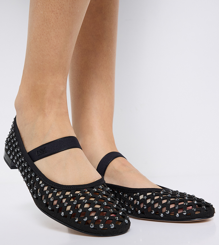 Studded Cut-Out Detail Ballerinas