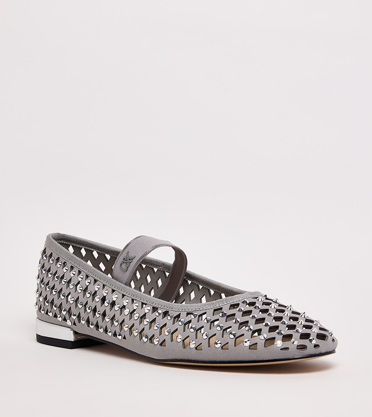 Studded Cut-Out Detail Ballerinas