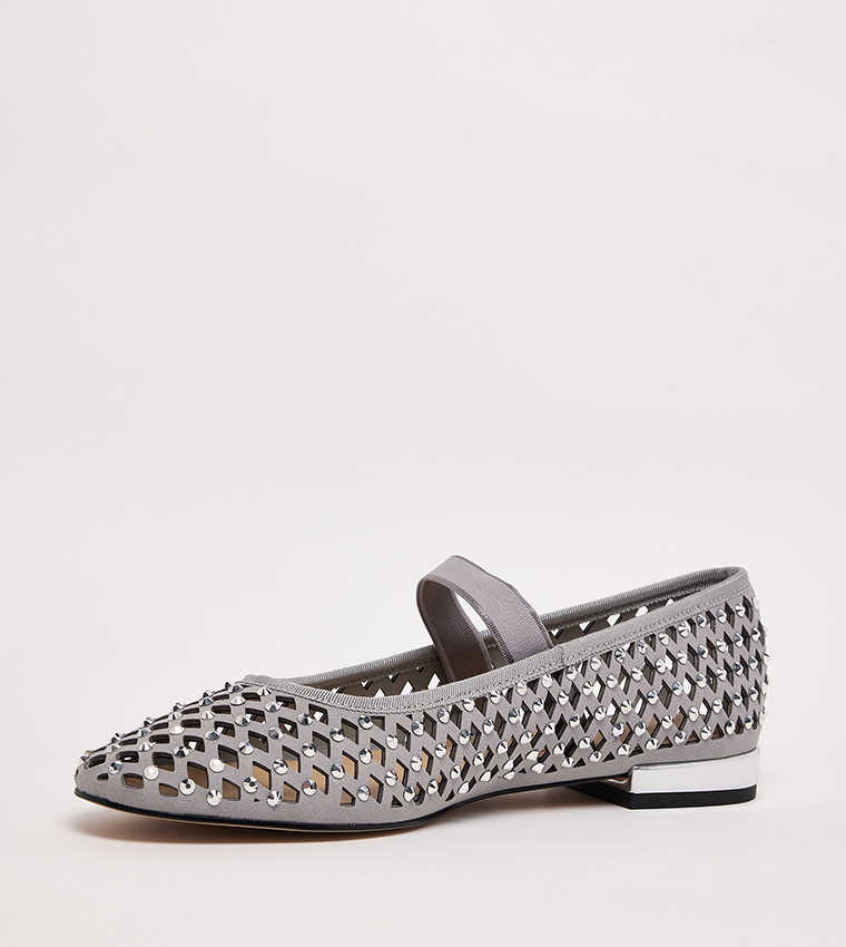 Studded Cut-Out Detail Ballerinas
