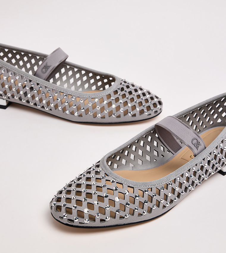 Studded Cut-Out Detail Ballerinas
