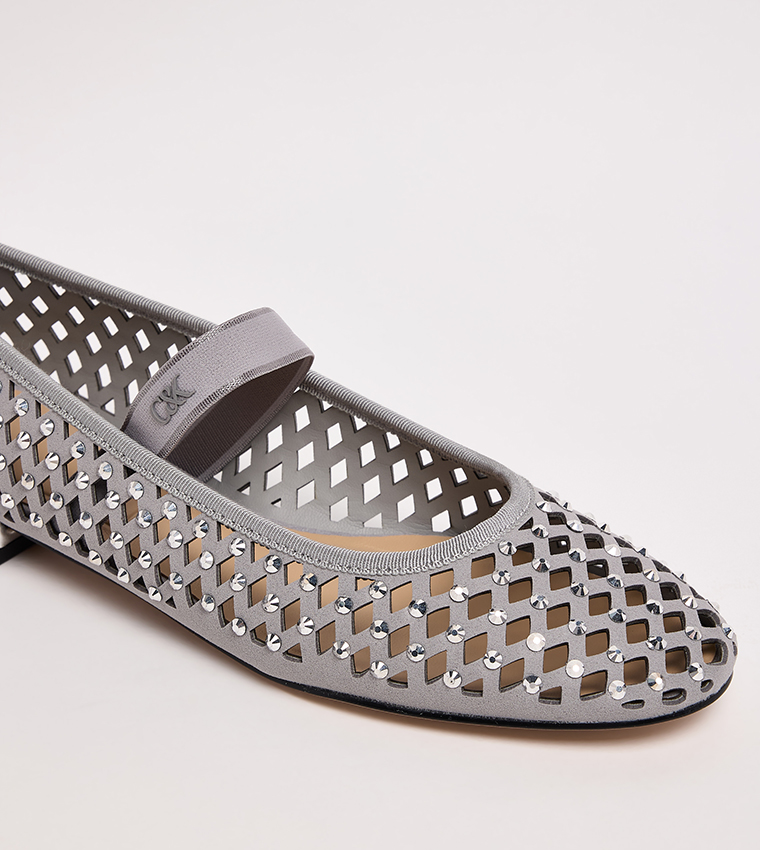 Studded Cut-Out Detail Ballerinas