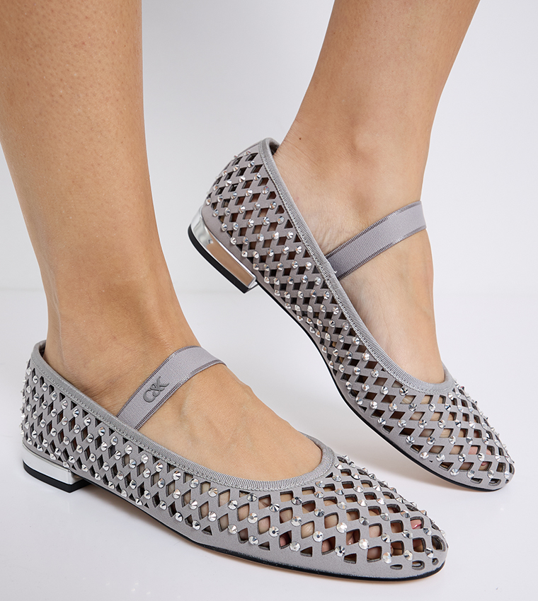 Studded Cut-Out Detail Ballerinas