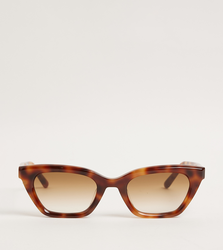 VESTA Tortoiseshell Angular Cat-Eye Sunglasses