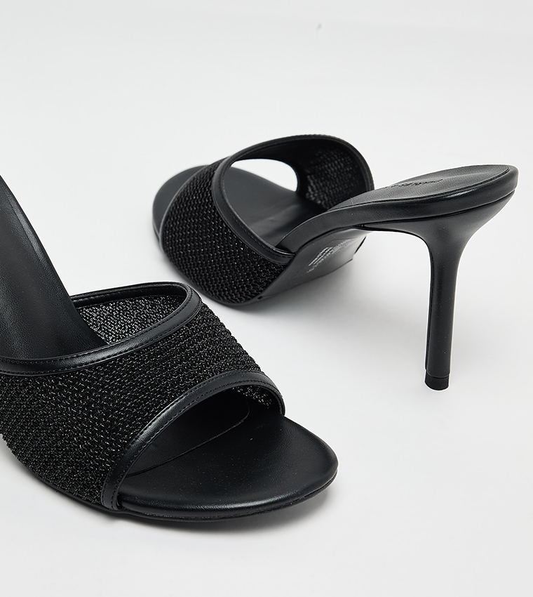 Mesh Detail Stiletto Heel Sandals