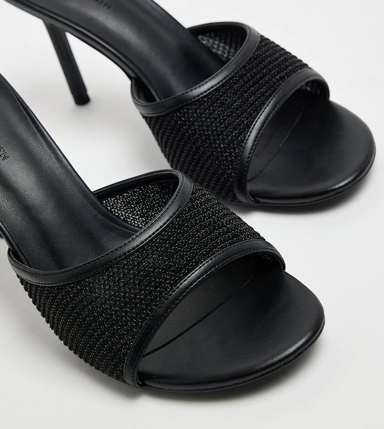 Mesh Detail Stiletto Heel Sandals