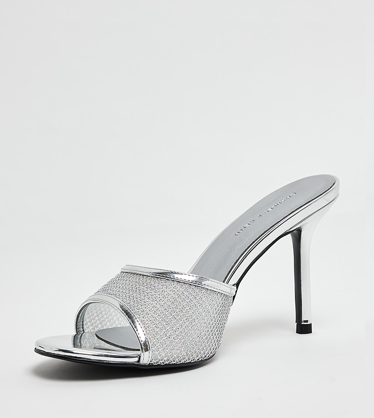 Mesh Detail Stiletto Heel Sandals