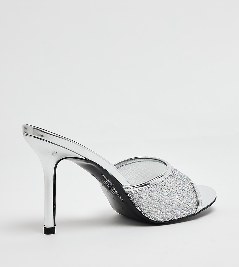 Mesh Detail Stiletto Heel Sandals