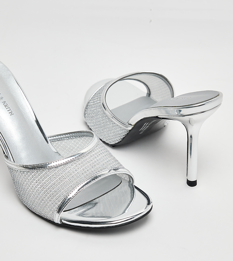 Mesh Detail Stiletto Heel Sandals