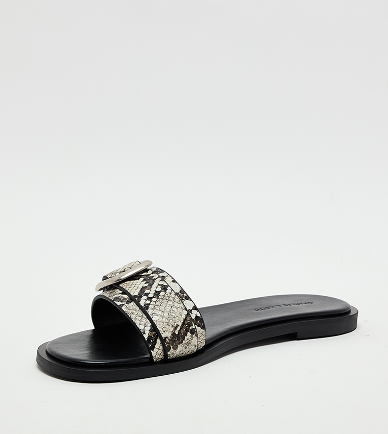  Snake Pint Buckle-Strap Flat Sandals