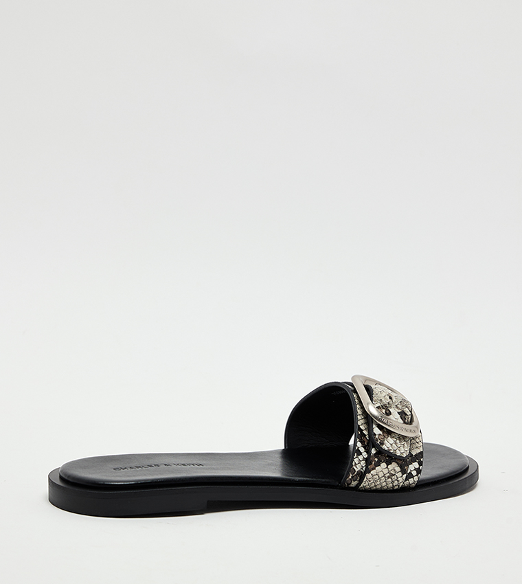  Snake Pint Buckle-Strap Flat Sandals
