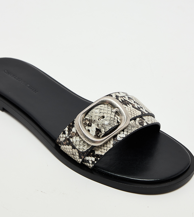  Snake Pint Buckle-Strap Flat Sandals