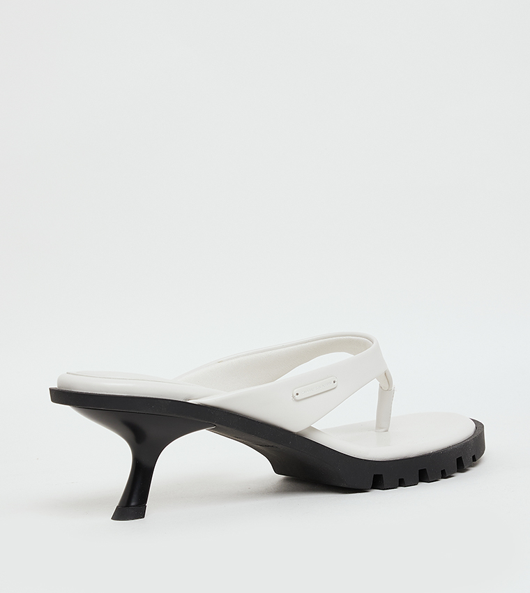 Textured Toe-Post Heeled Sandals