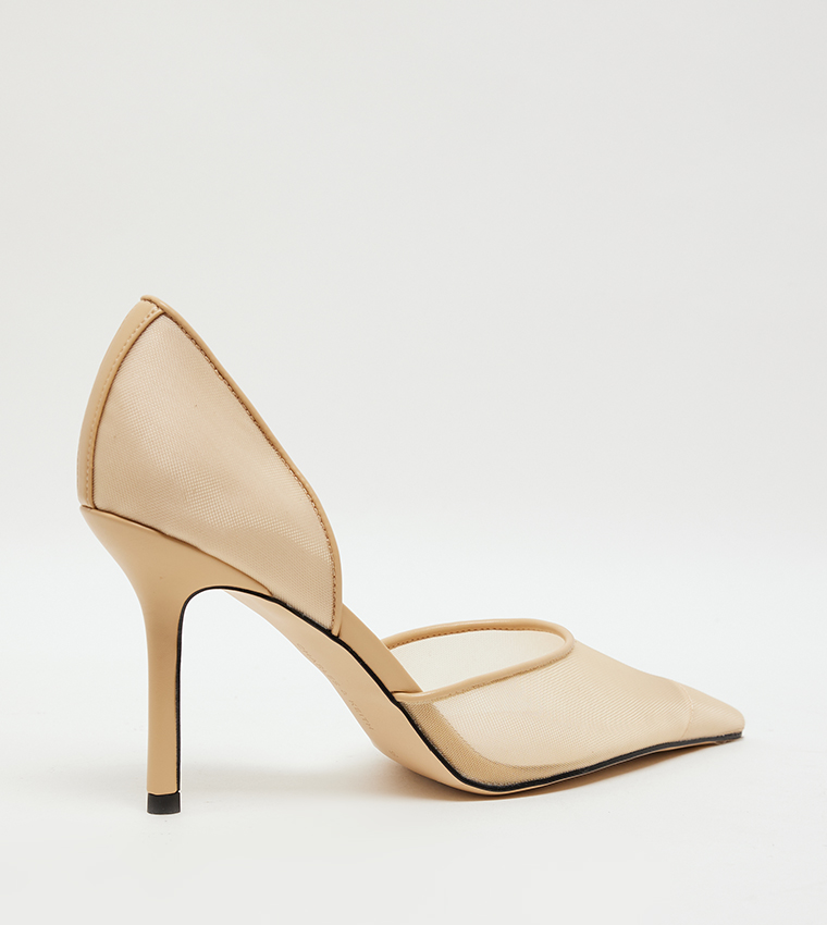 Mesh Pointed Toe D'Orsay Pumps