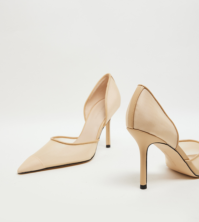 Mesh Pointed Toe D'Orsay Pumps