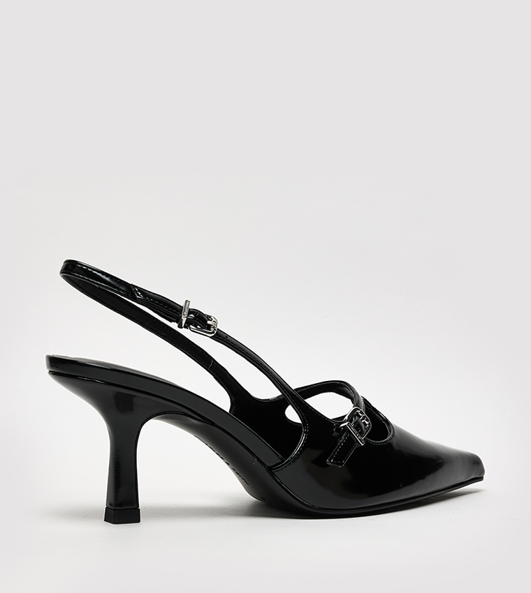 Buckle Detail Slingback Pumps