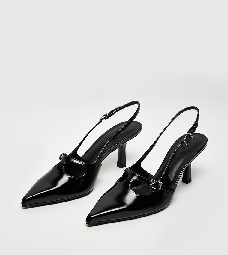 Buckle Detail Slingback Pumps