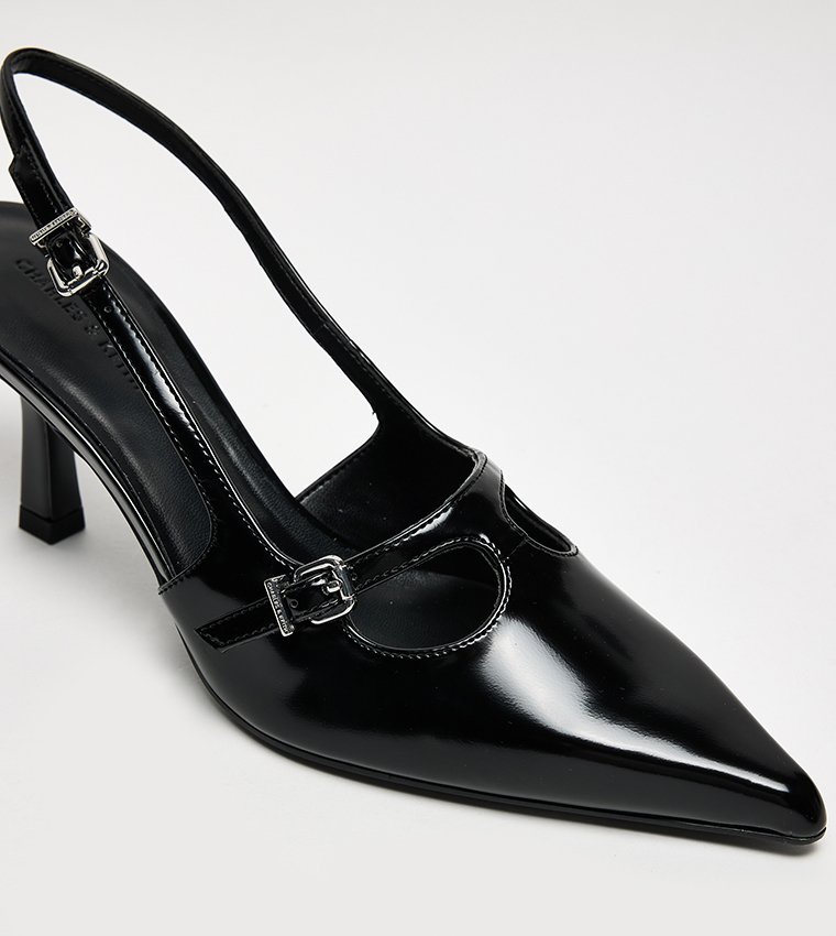 Buckle Detail Slingback Pumps