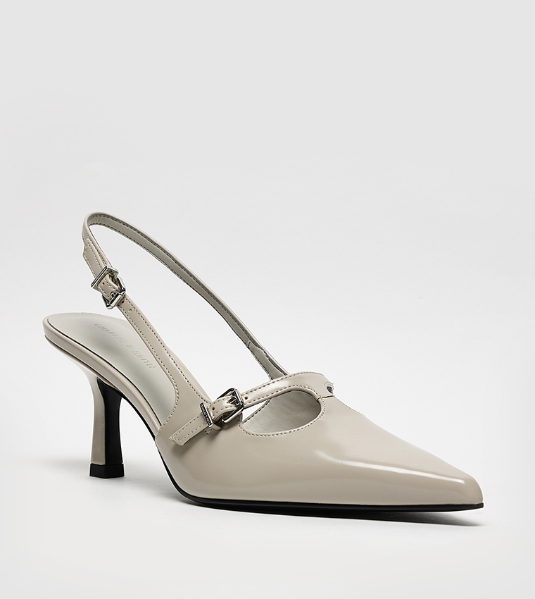 Buckle Detail Slingback Pumps