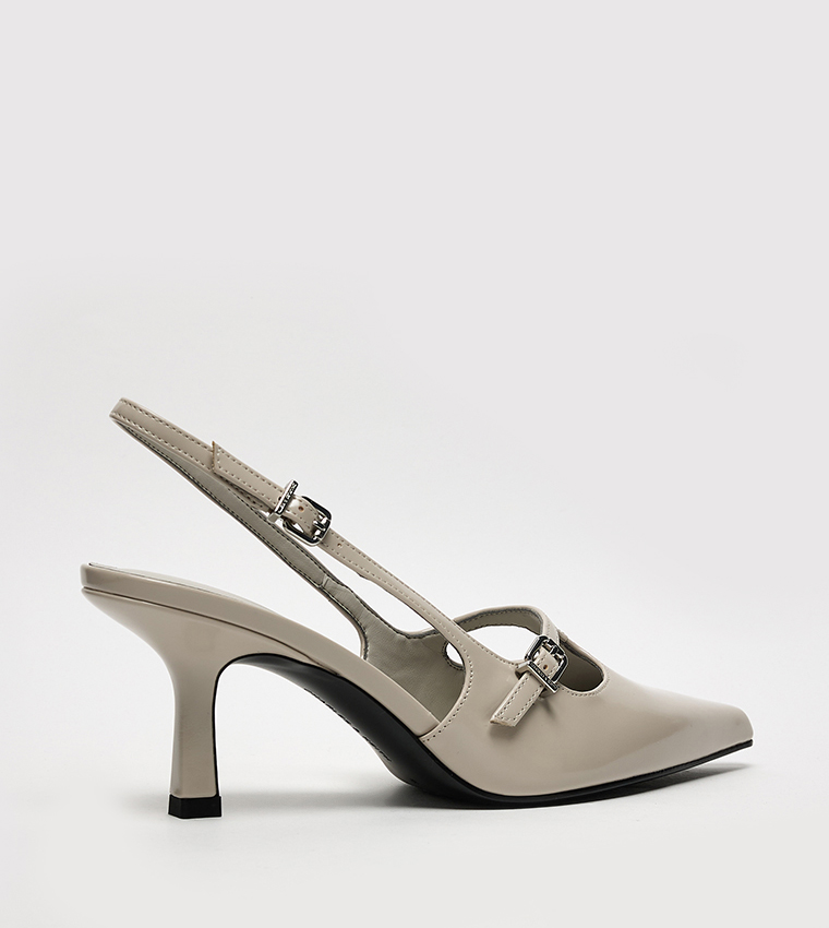 Buckle Detail Slingback Pumps