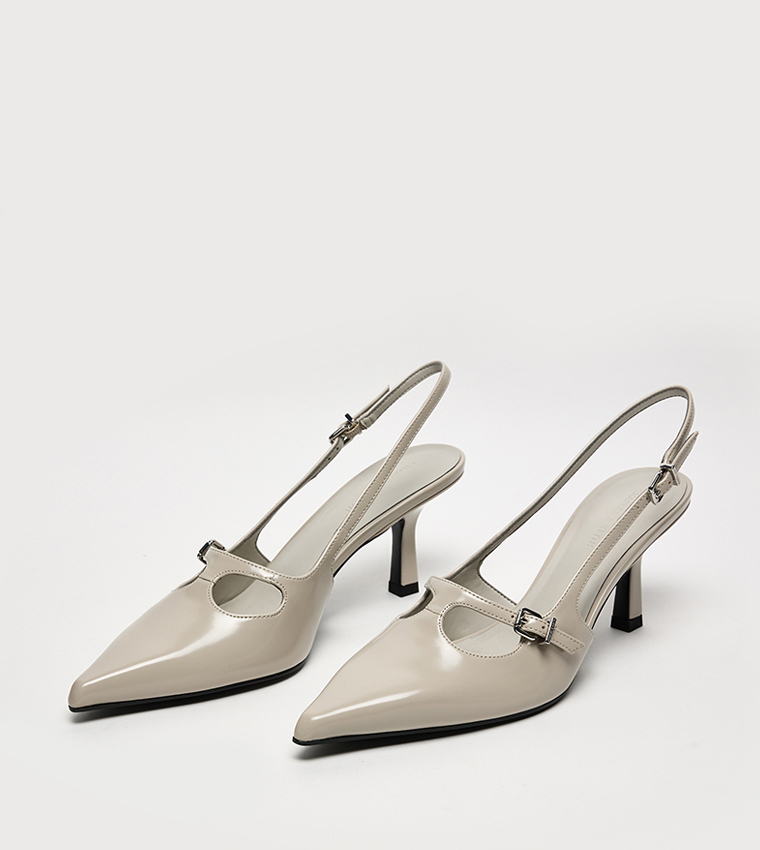 Buckle Detail Slingback Pumps