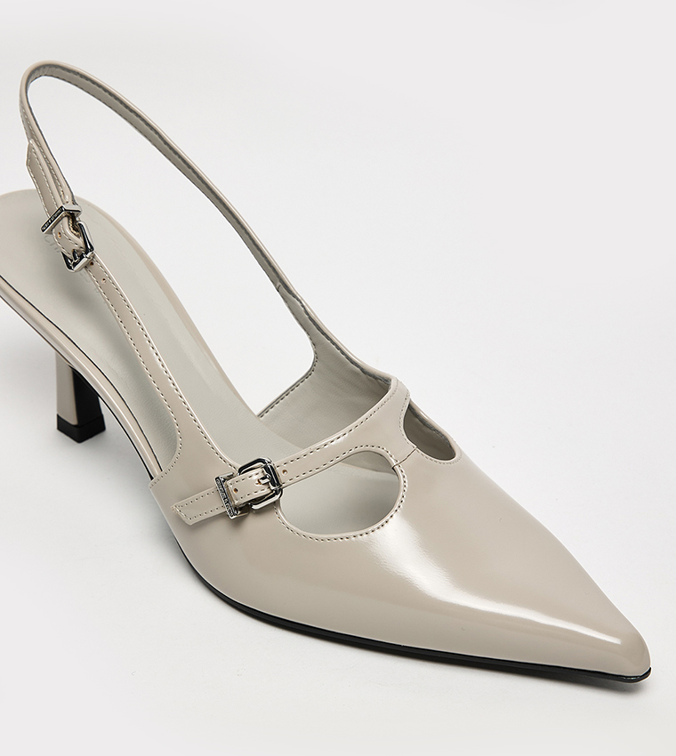 Buckle Detail Slingback Pumps