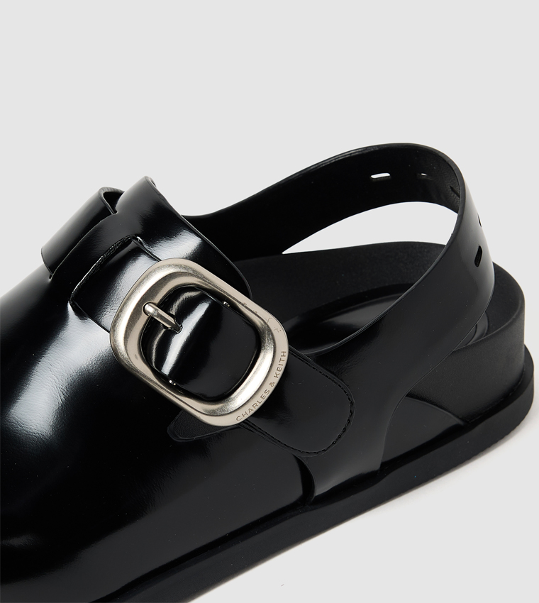 Glossy Buckled Clogs