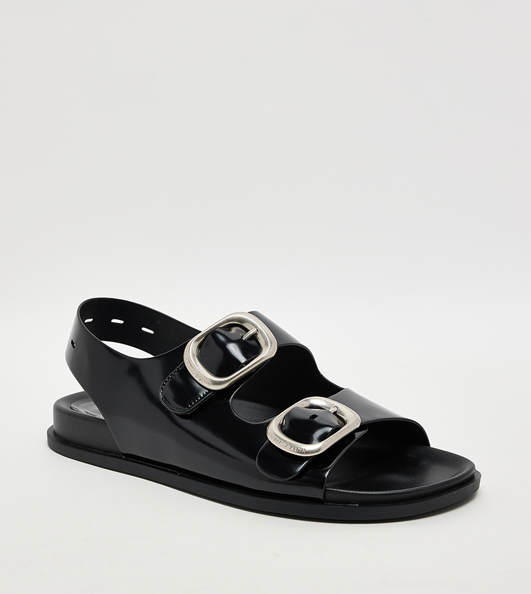  Buckle Double-Strap Slingback Sandals