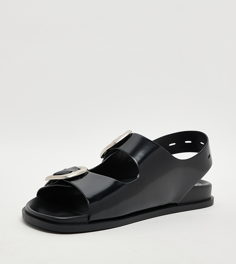  Buckle Double-Strap Slingback Sandals