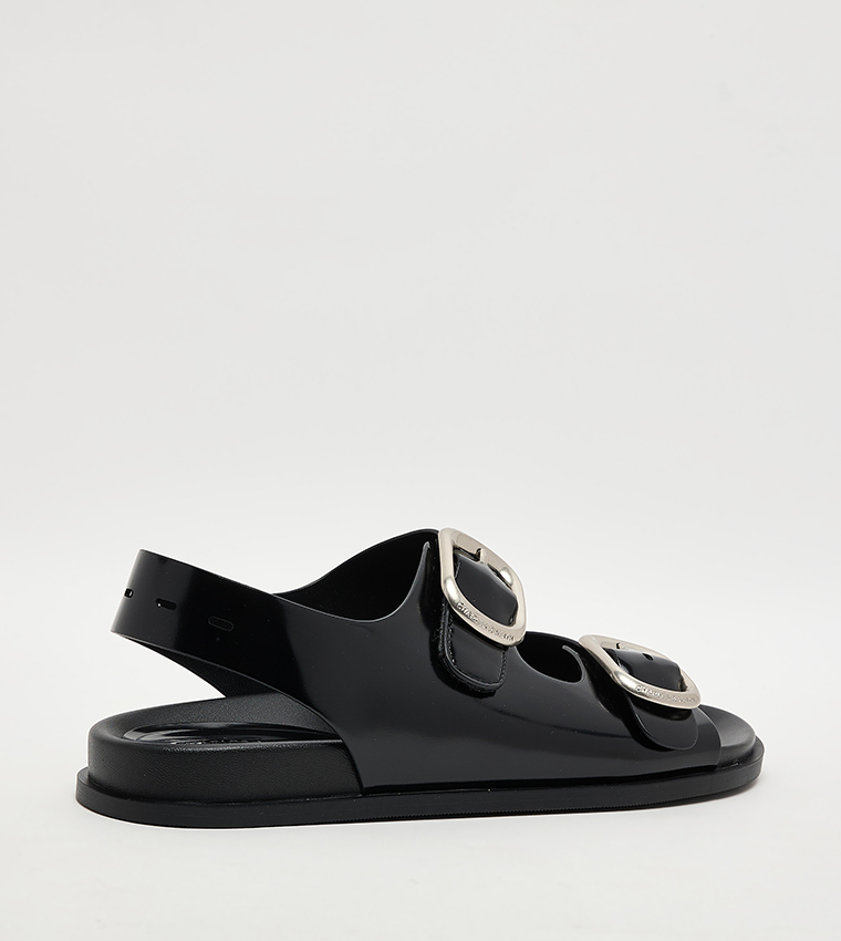  Buckle Double-Strap Slingback Sandals