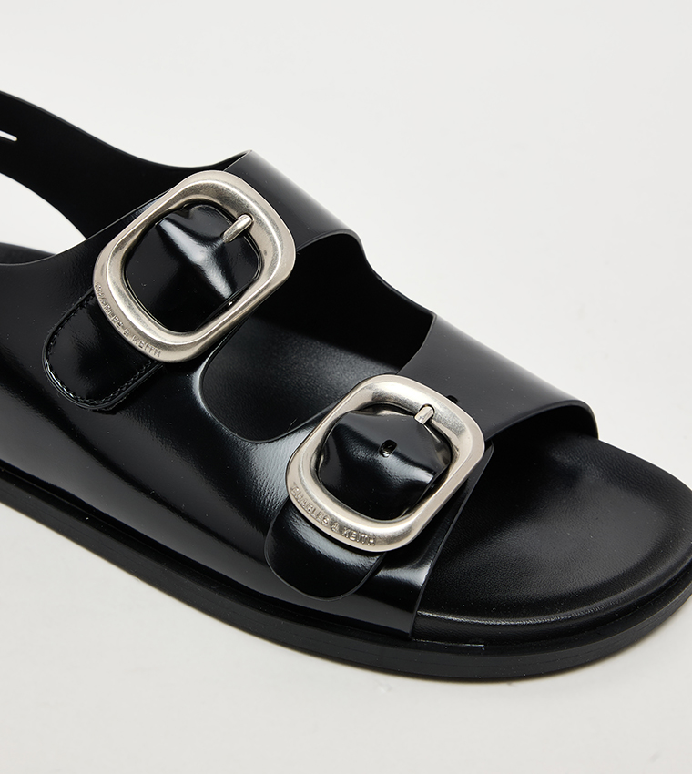  Buckle Double-Strap Slingback Sandals