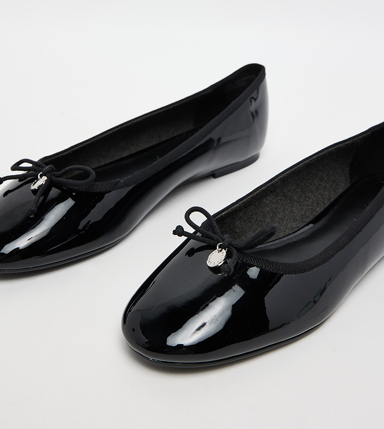 Patent Bow Detail Ballerinas