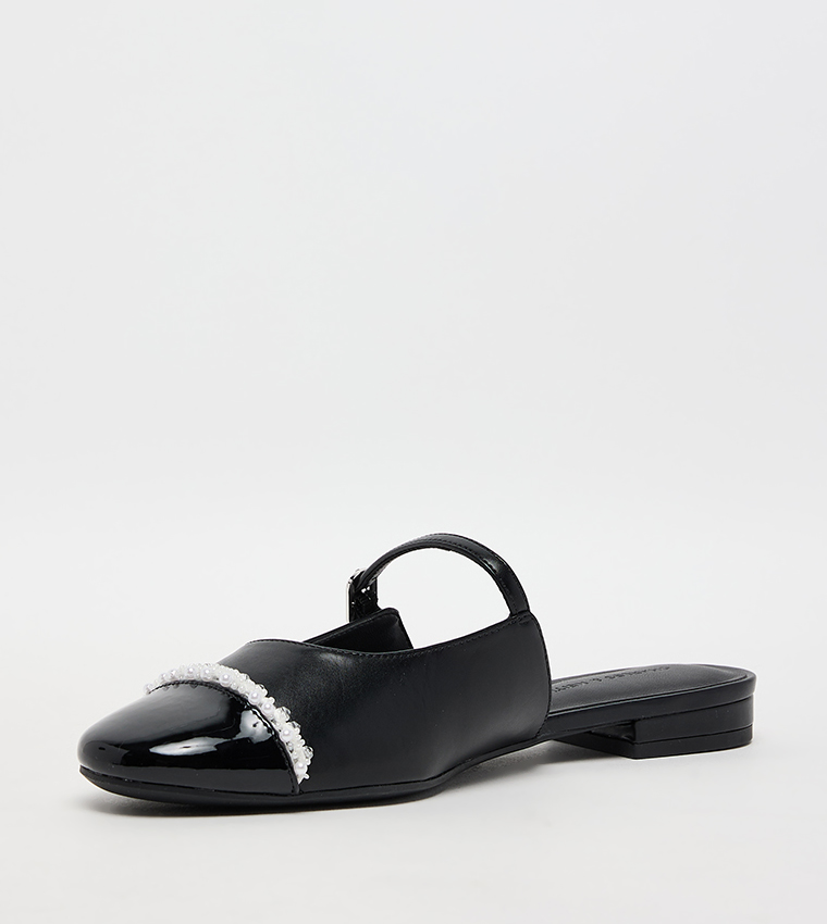 Pearl-Embellished Cap-Toe  Mules