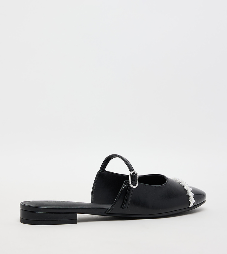 Pearl-Embellished Cap-Toe  Mules